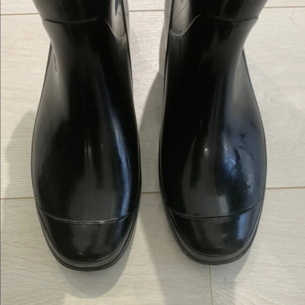 Capelli NY Black Rain Boots with Floral Accents size 10